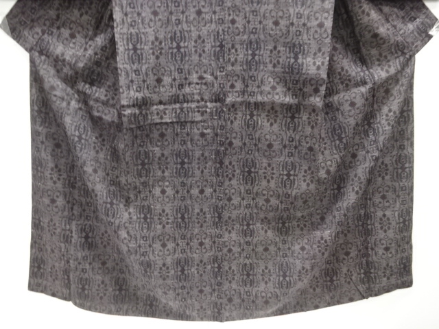  アンティーク　更紗模様織出し手織り紬着物